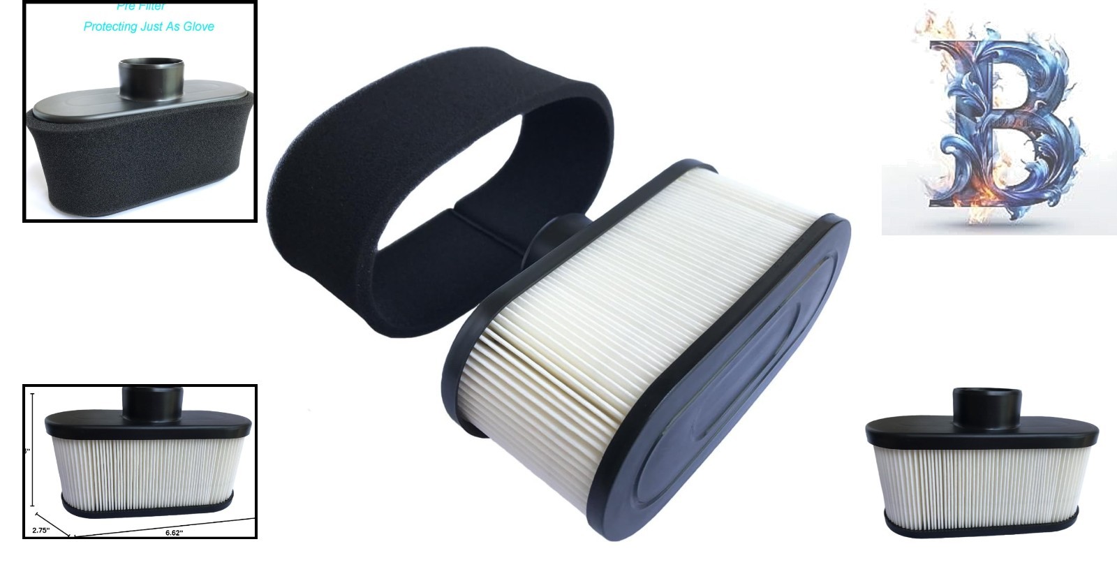 OEM Kawasaki Air Filter with Pre-Filter – Fits FR651V, FR730V, FR691V Engines