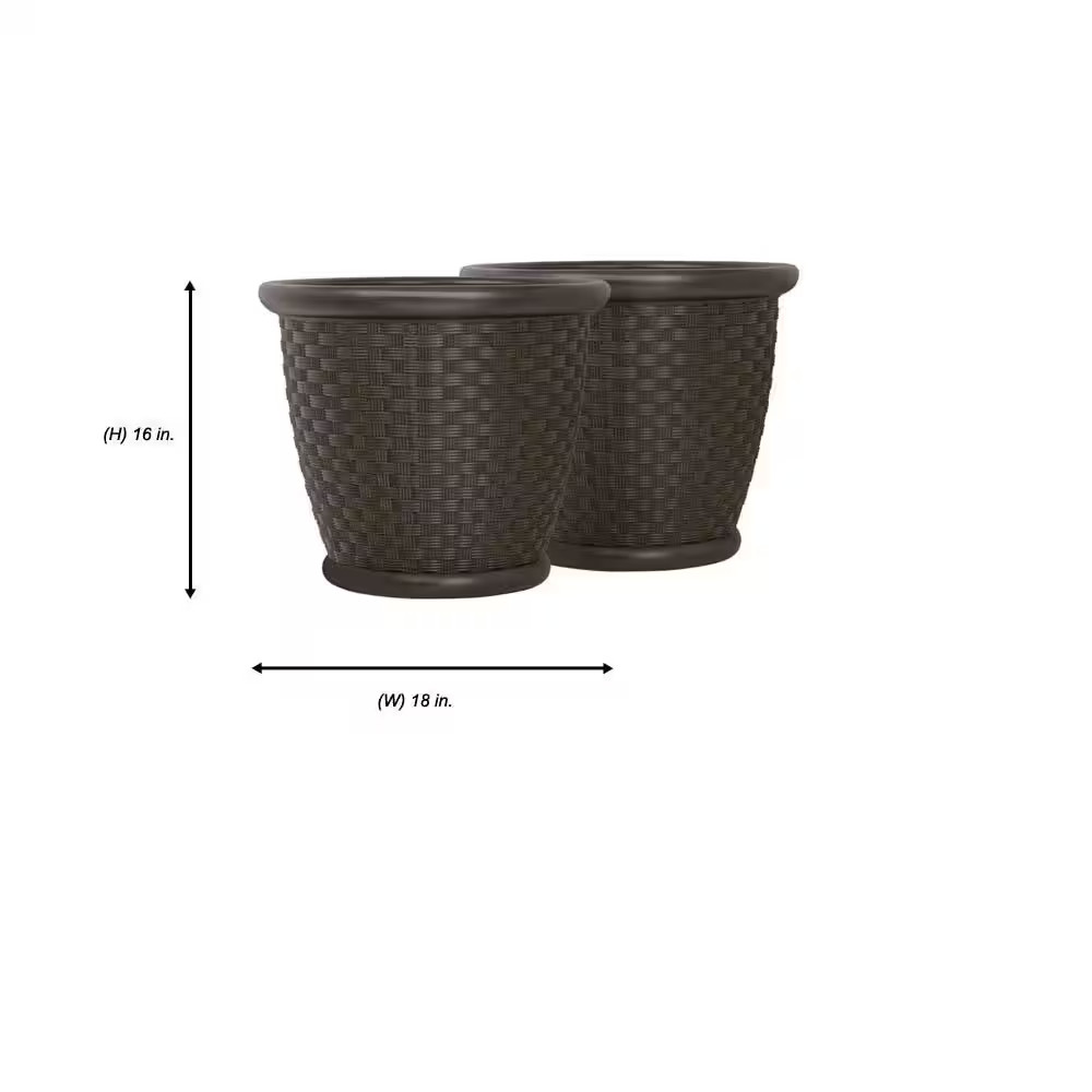 Sonora 18 In. round Java Blow Molded Plastic Planter (2-Pack)