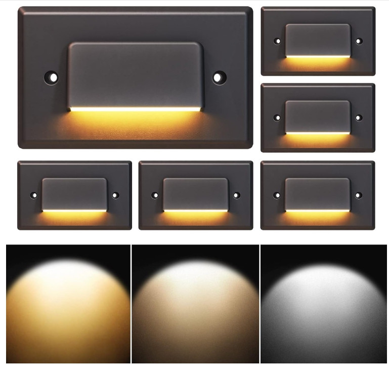 3-Pack 5W Dimmable LED Step Lights, Indoor/Outdoor Stair Light