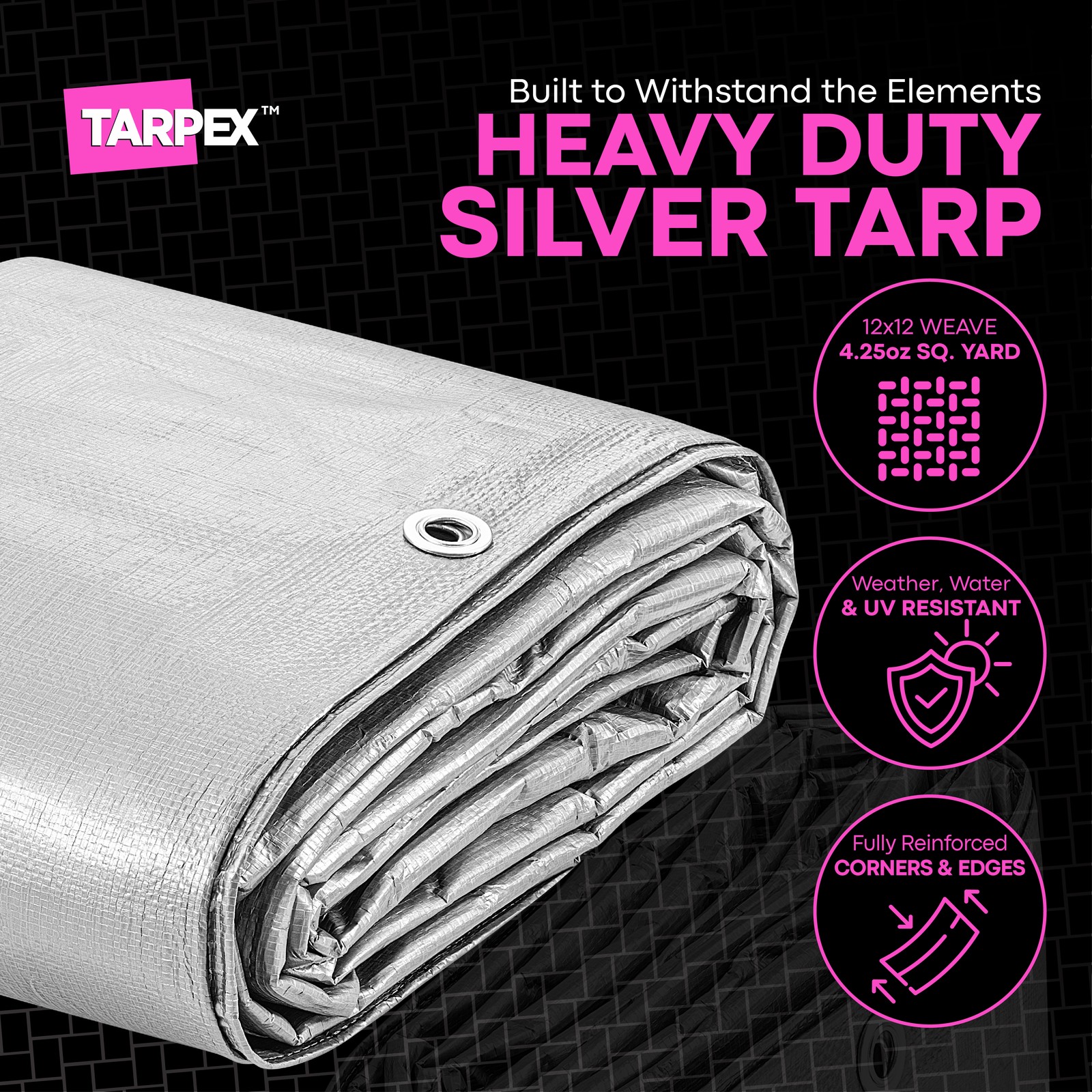 TARPEX – 10 Mil Silver Black Heavy Duty Poly Tarps 12′ x 20′