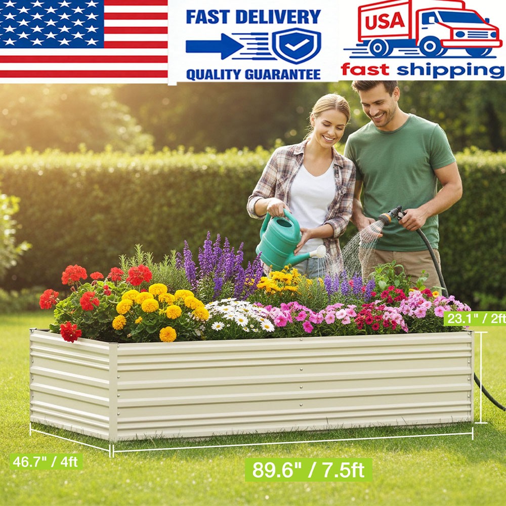 WORKPRO 7.5x4x2ft Rust-Resistant Galvanized Raised Garden Bed for Vegetable