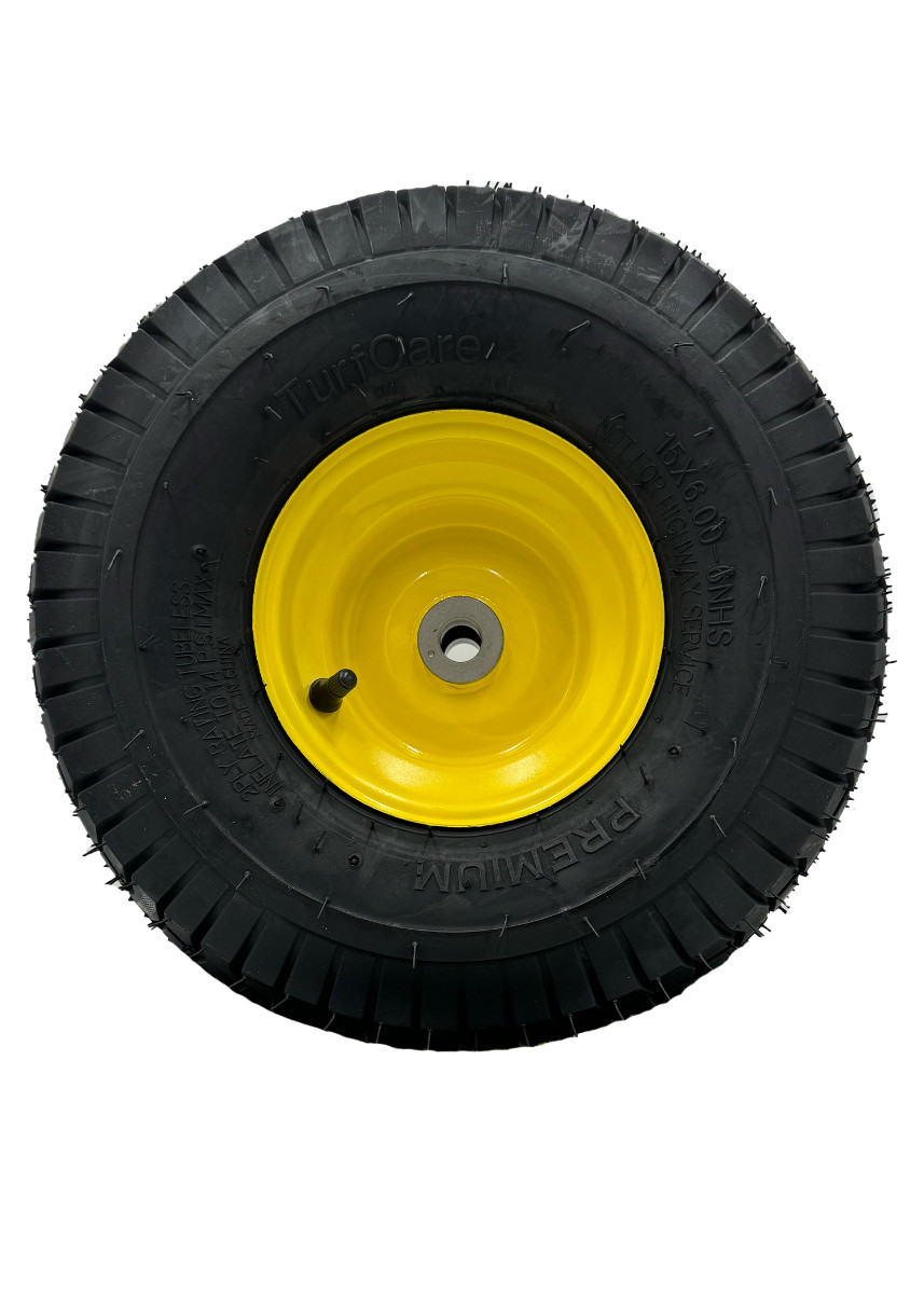 15×6.00-6 Lawn Mower Tire and Rim – Fits on 3/4 Inch Axle, 3 Inch Hub