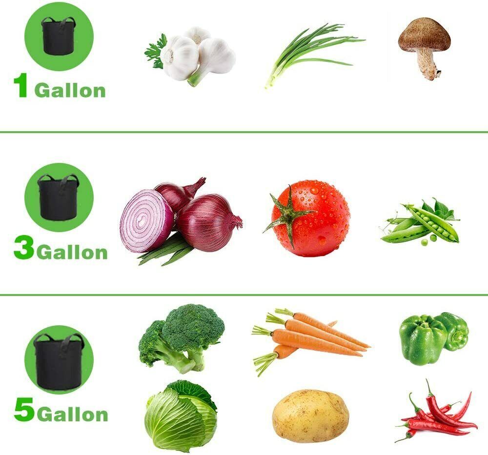 5/10 Pk Plant Grow Bags Thickened Nonwoven Fabric Pot Nursery Soil Bag 5/7Gallon
