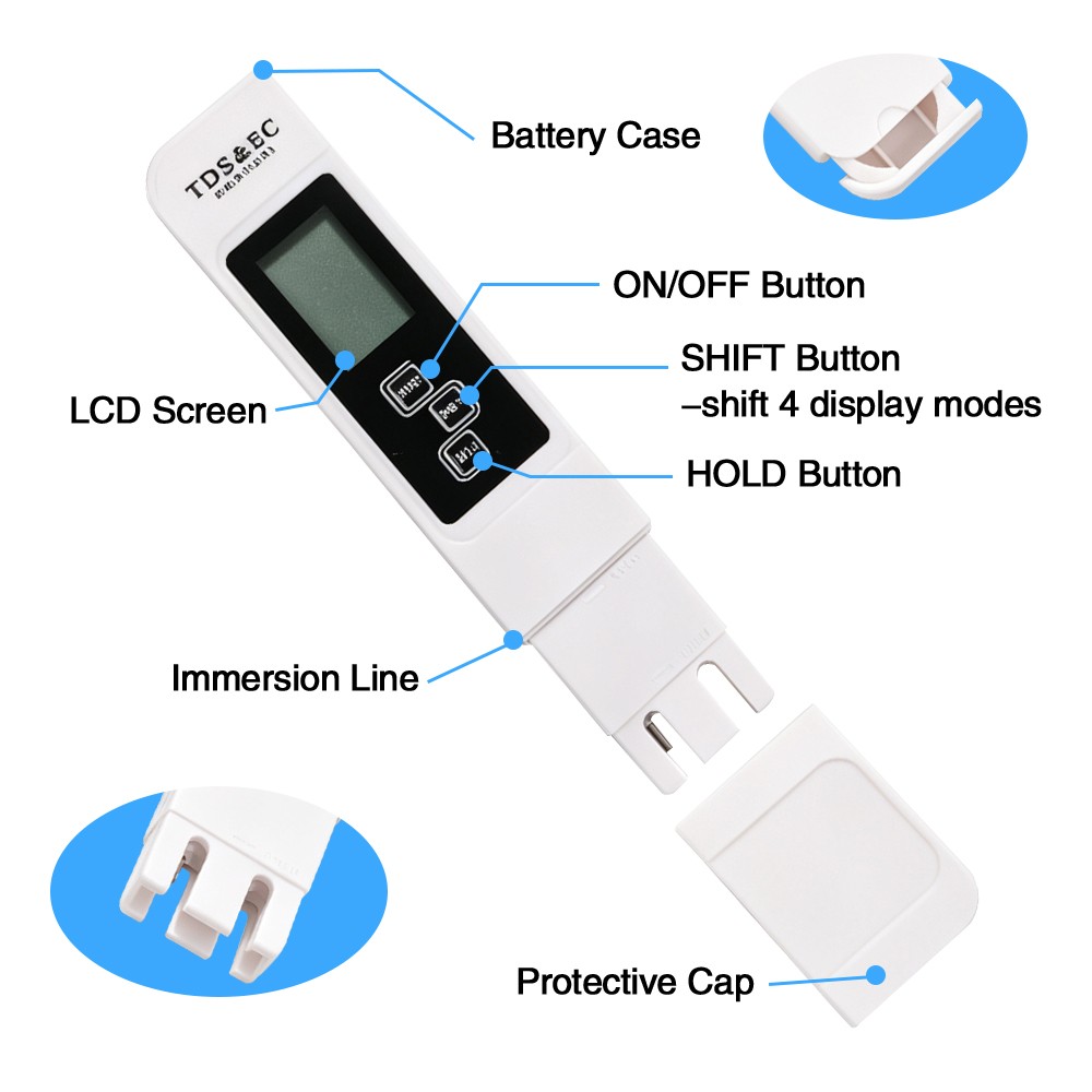2pc 0-9990ppm TDS Meter Digital Tester Water Quality Testing Kits Drinking Water