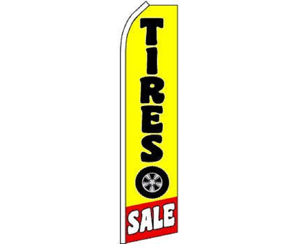 Tires Sale Black Red Yellow Swooper Super Feather Advertising Marketing Flag