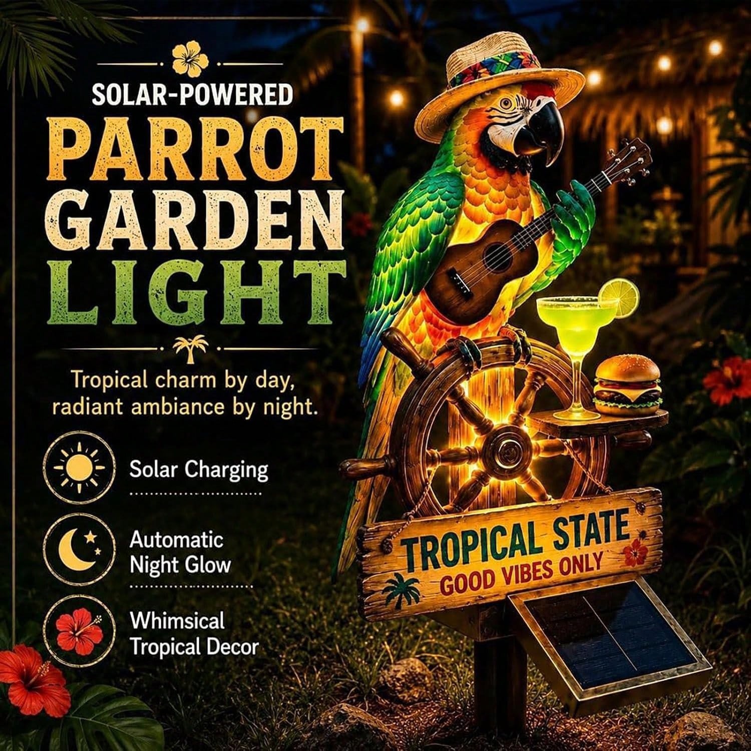 Outdoor Solar LED Parrot Stake Light Garden Yard Landscape Decor Lamp Waterproof