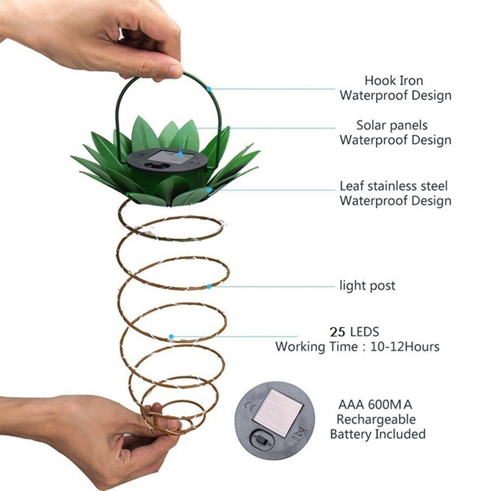 2Pack Solar Hanging Decorative Light LED Pineapple Design Garden Lamp Lantern