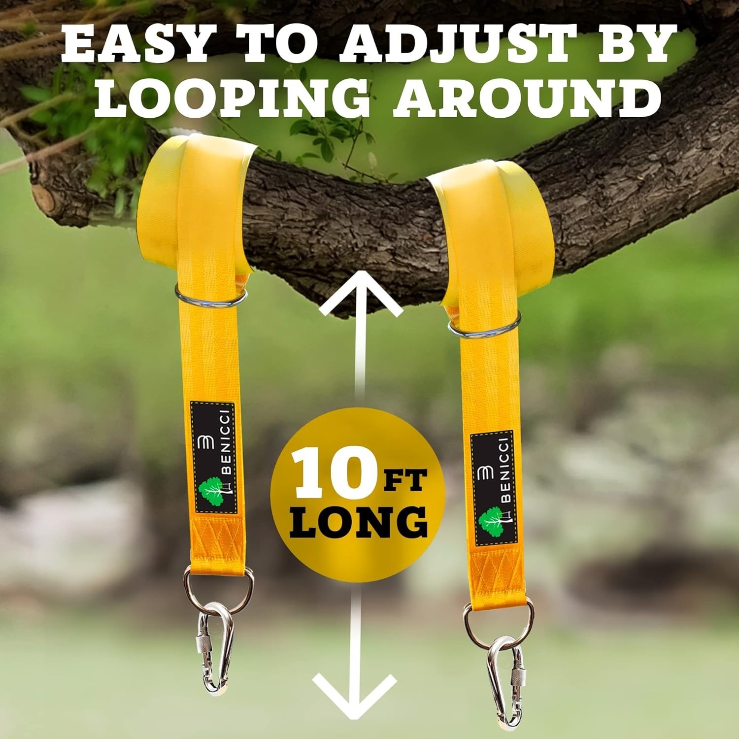 Child-Safe Tree Swing Hanging Kit – 2x 10ft Straps with 360 Swivel Function