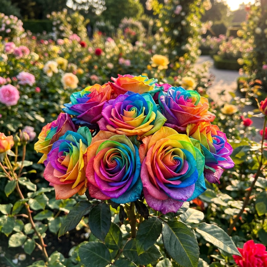 50 carefully packed Rainbow Rose Seeds – Beautiful Garden Flowers for Planting
