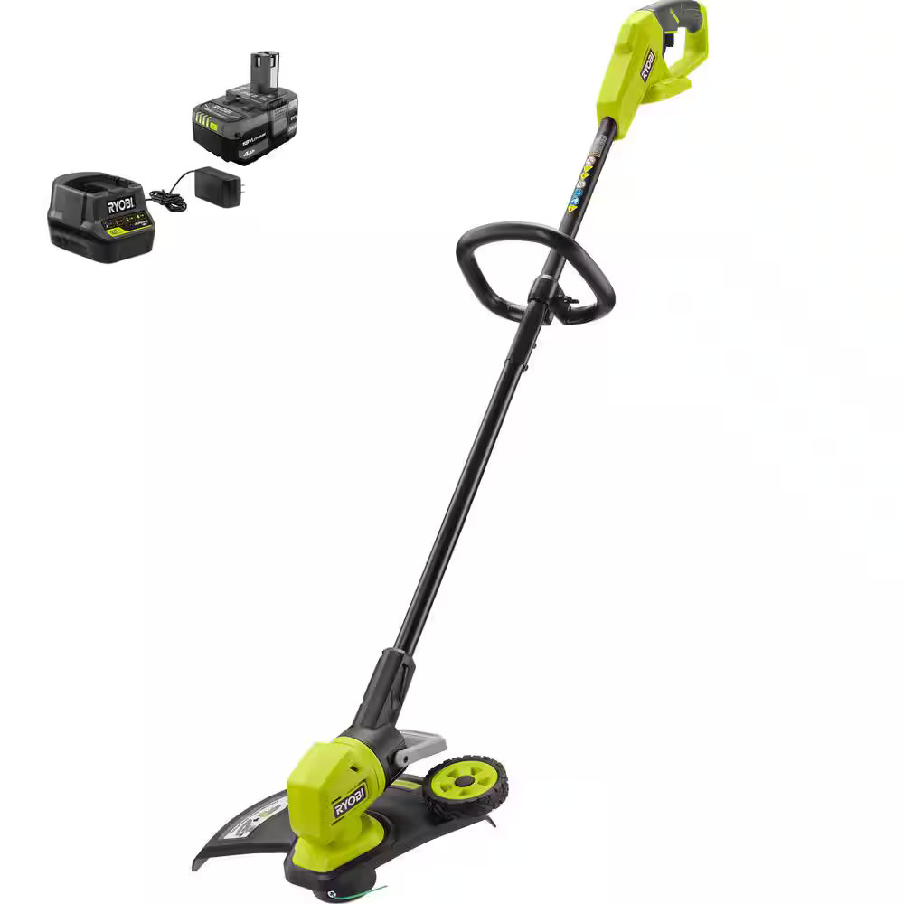 RYOBI 18V 13 in. Cordless Battery String Trimmer/Edger with 4.0 Ah Battery and