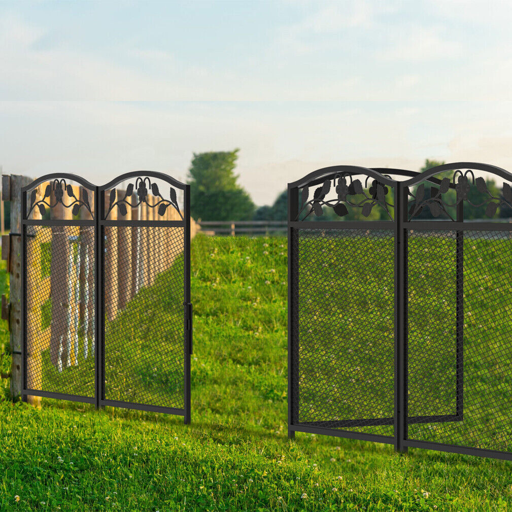 Set of 5 Heavy Outdoor Dog Pens Garden Fences Pets Playpens w/ Door 43.3″ Height