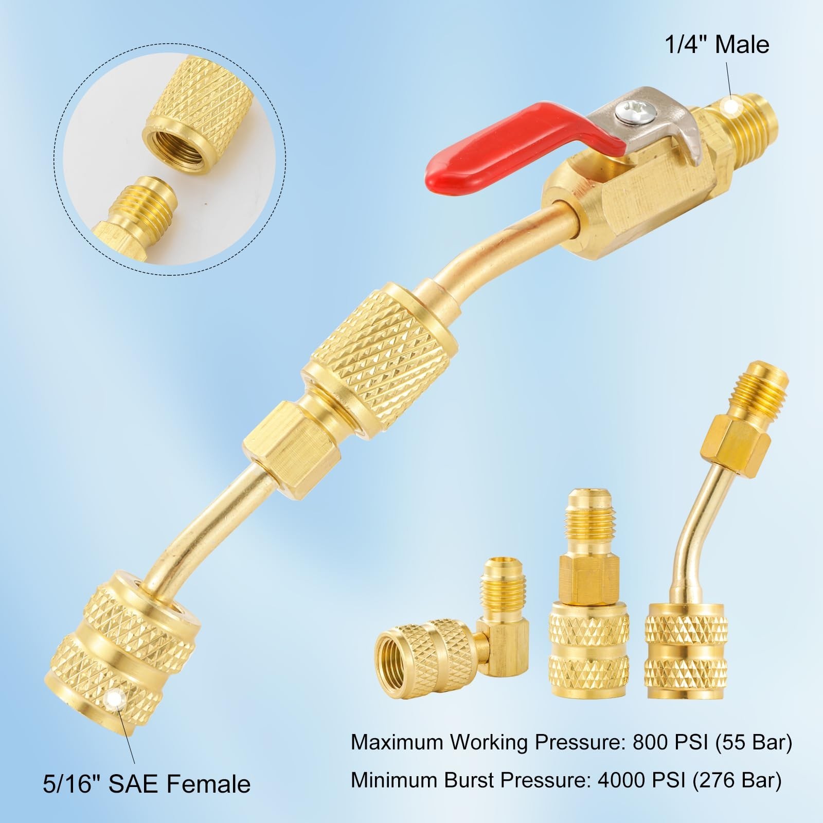 AC Refrigerant Angled Compact Ball Valve Set, 10pcs Air Conditioning Refriger…