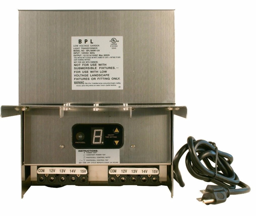 600 WATT 12V-15V LOW VOLTAGE LANDSCAPE LIGHTING TRANSFORMER LED COMPATIBLE