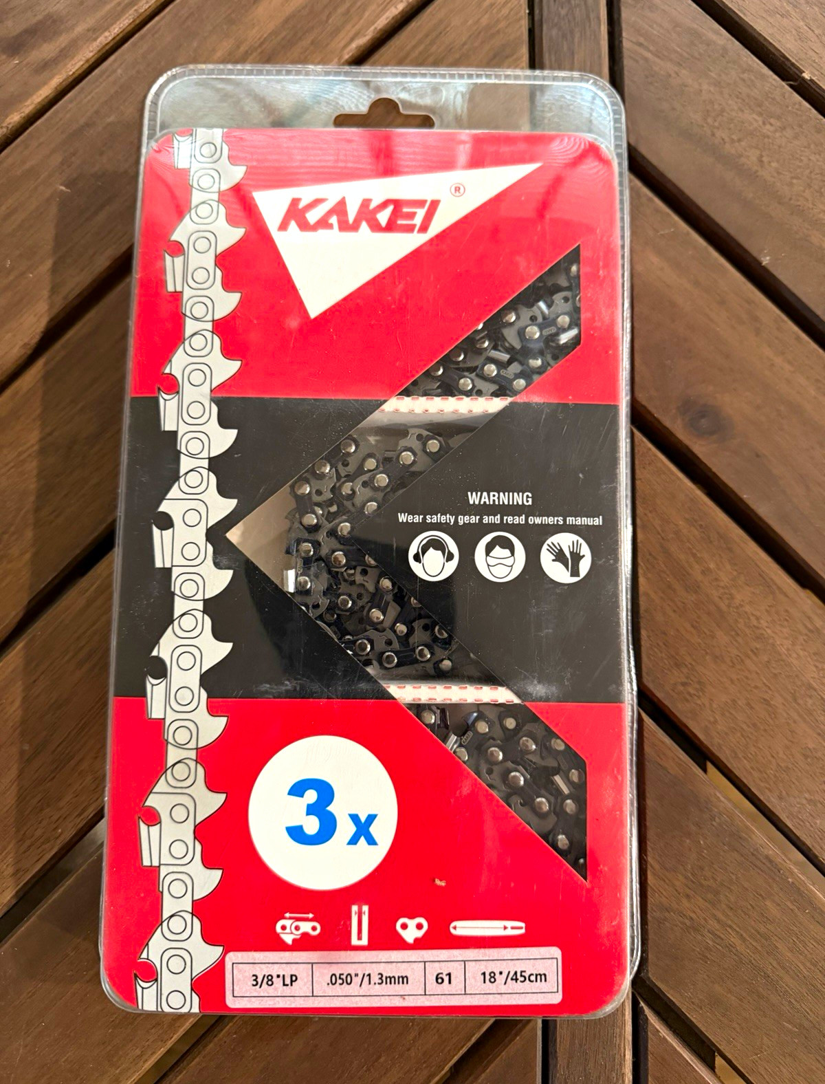 KAKEI 3-Pack Chainsaw Chain 18in 3/8″ LP .050 61DL Replacement Loops