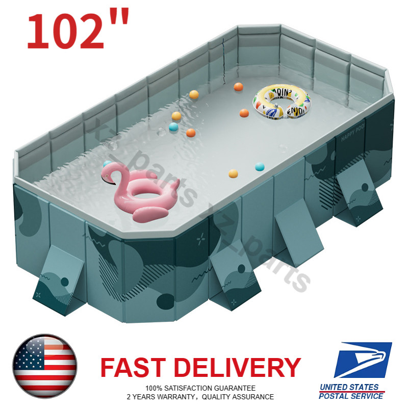 102″x65″x21″ Foldable Pool Non-Inflatable Swimming Pool for Family Adults Hard