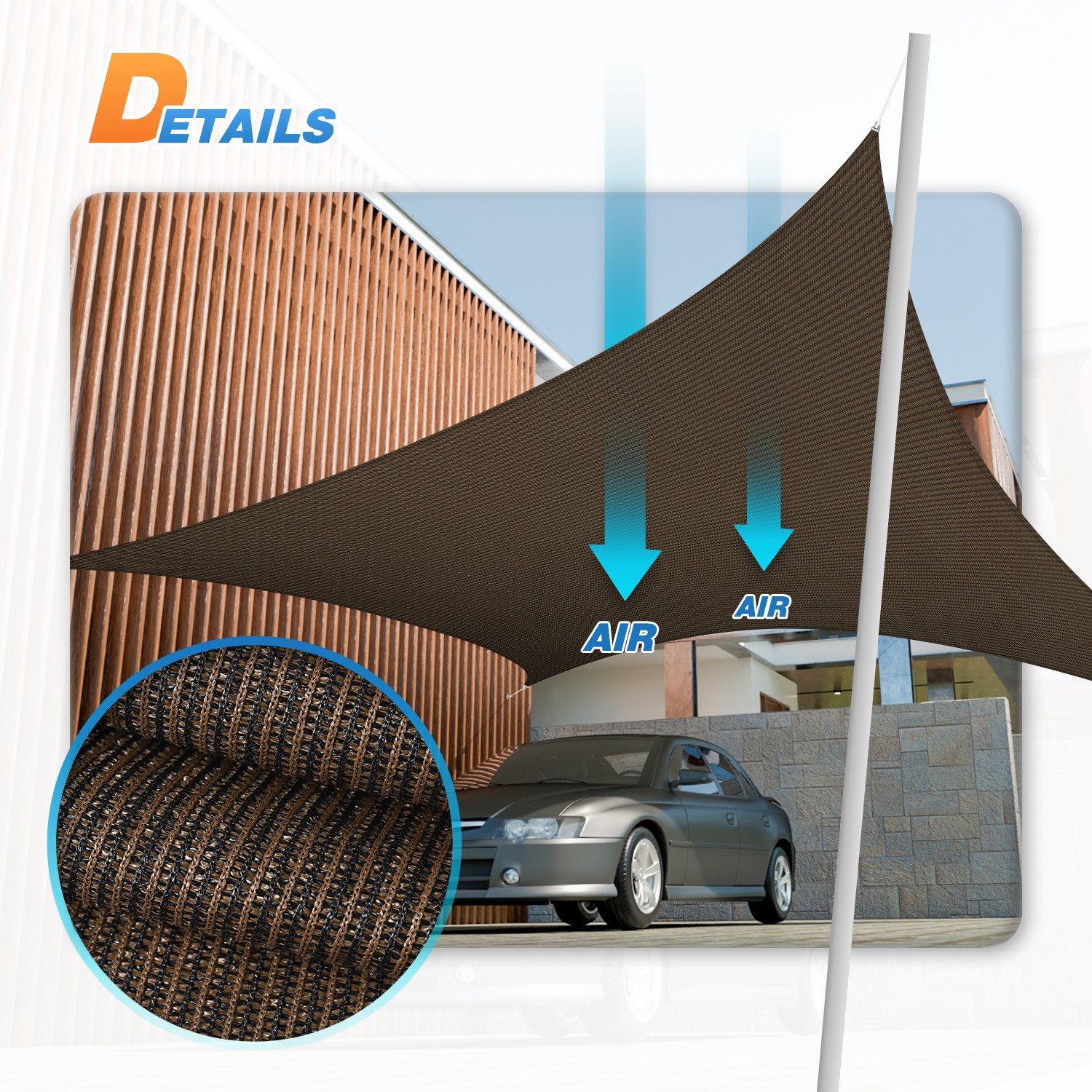 Outdoor Sun Shade Sail Rectangle Brown Canopy Cover UV Blcok Garden Patio Pool