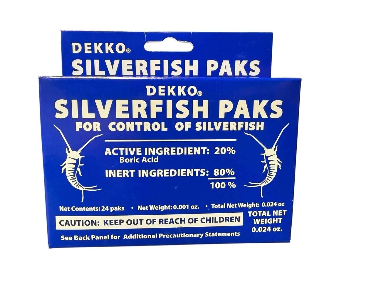 1 Box DEKKO Silverfish Control, Box of 24 Paks Packs , Pest Control – Bait