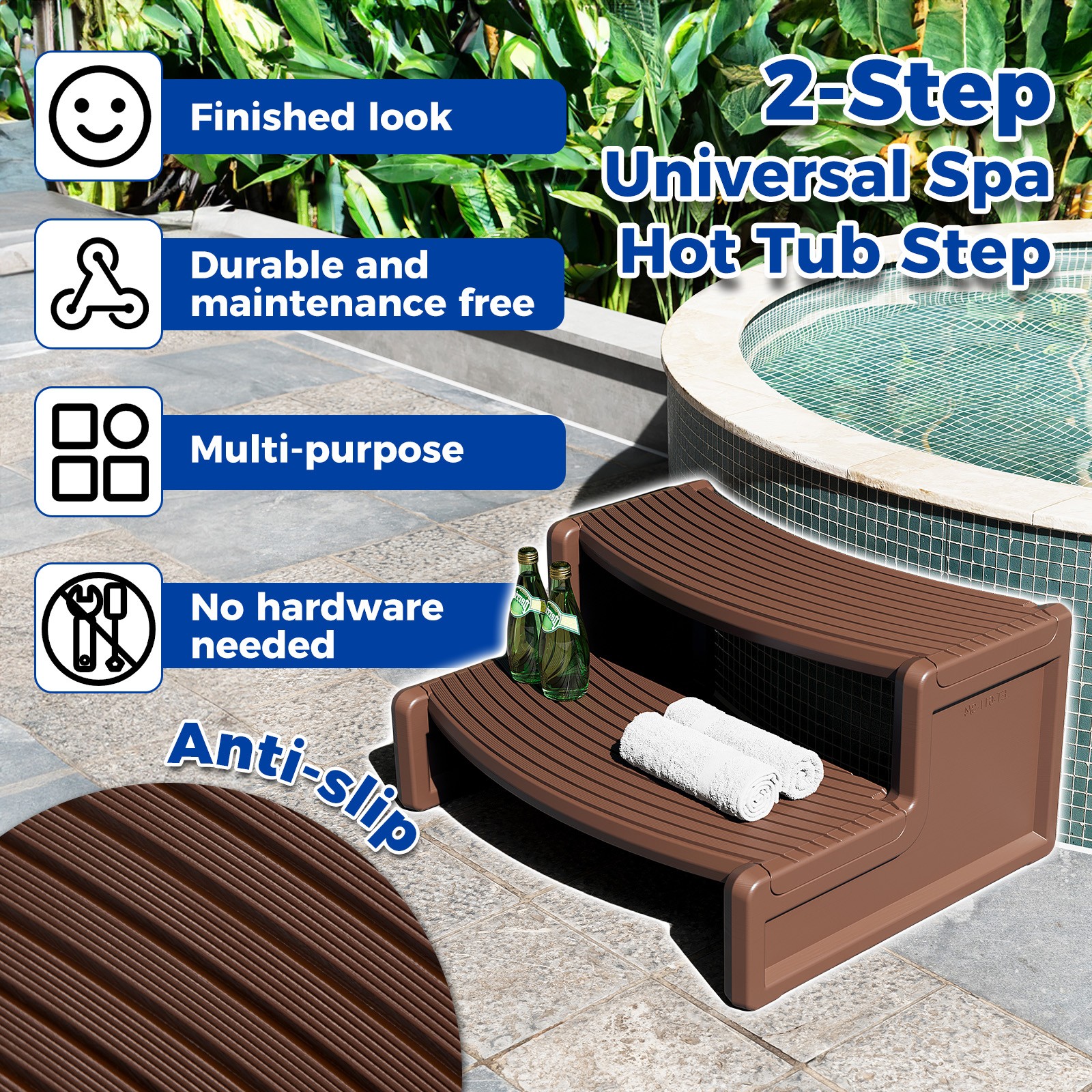 Universal Spa Hot Tub Steps No Slip Handi-Step Dark Gray/Black/Carbon Gray/Brown