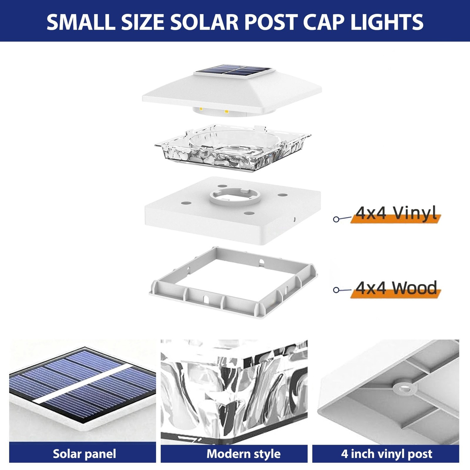 6-24Pack Solar Post Cap Light For 4×4 Outdoor Waterproof LED Deck Fence Light