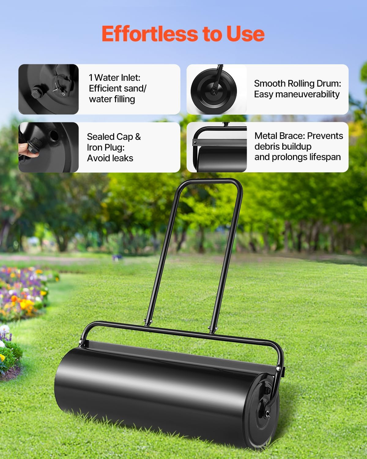 61L Lawn Roller with Ergonomic Handle – Level & Compress Soil Easily