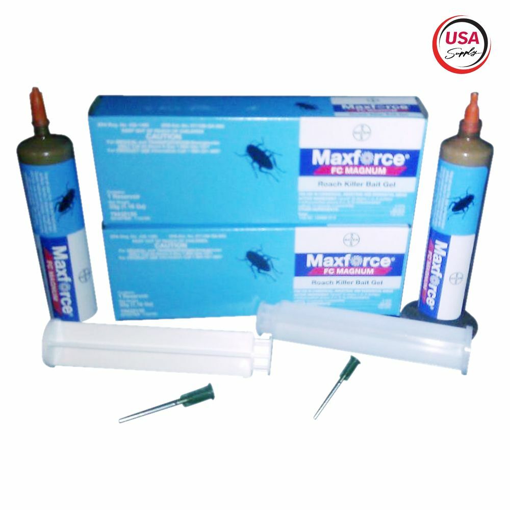 2 Tubes & 2 Plungers Maxforce FC Magnum Cockroach German Roach Control Gel Bait