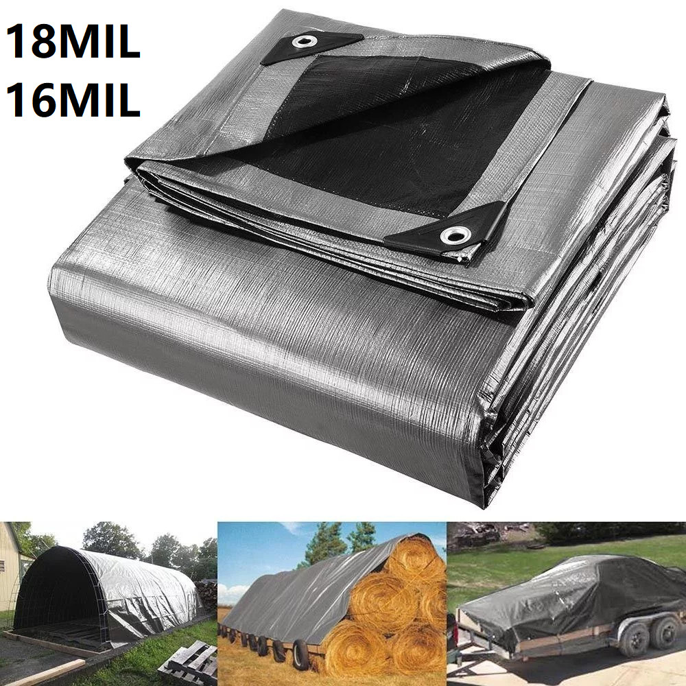 18 Mil 16 Mil True Finished Size Heavy Duty Poly Tarp Cover Waterproof Tarpaulin