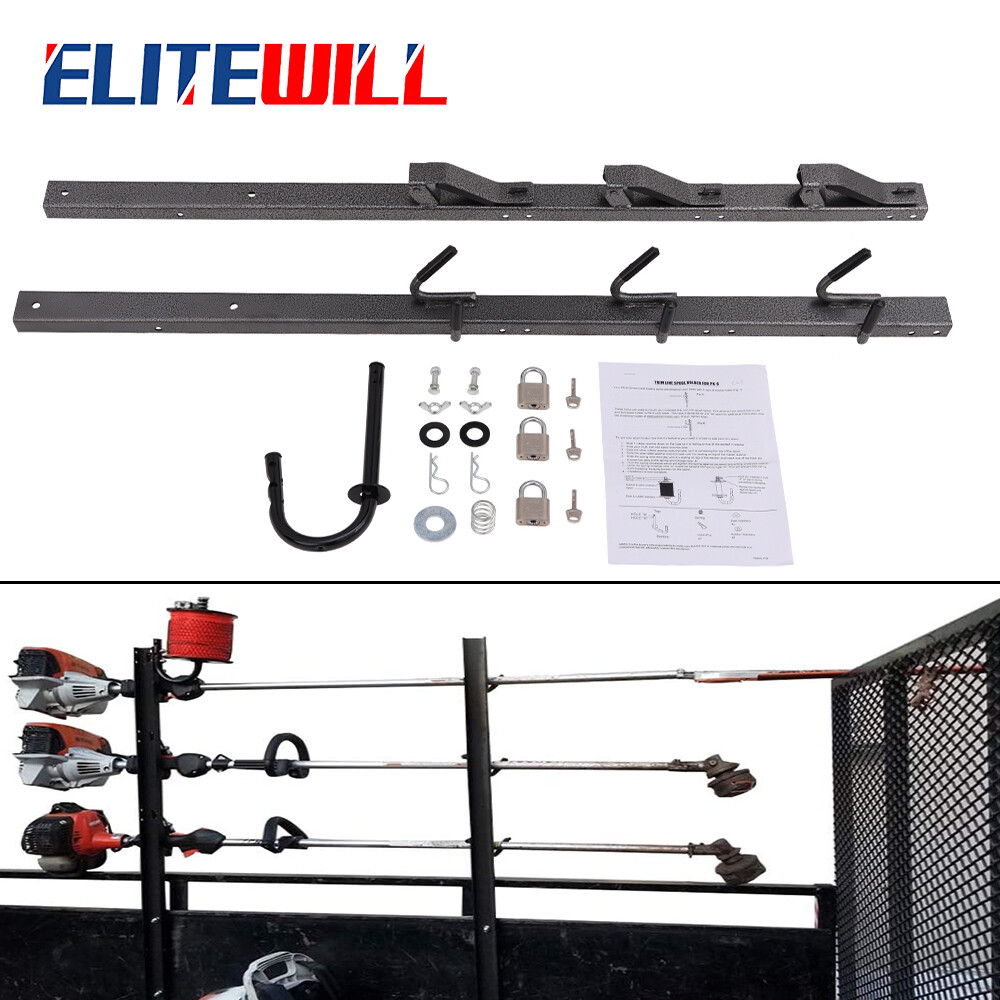 ELITEWILL 3 Place Weedeater Edge Trimmer Rack OPEN Landscape Trailer Lockable