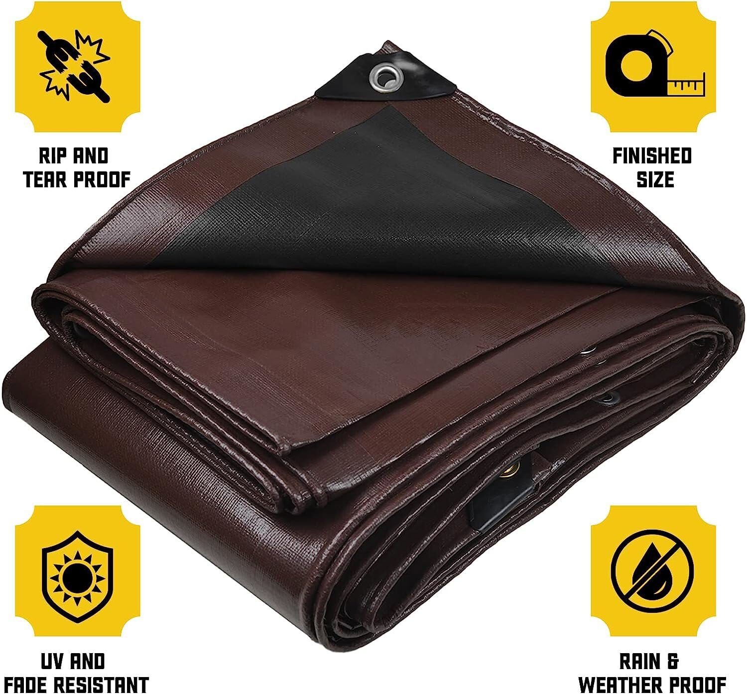 Heavy Duty Tarp 18Mil Waterproof Tarpaulin Garden Sun Shade Canopy Cover Tent
