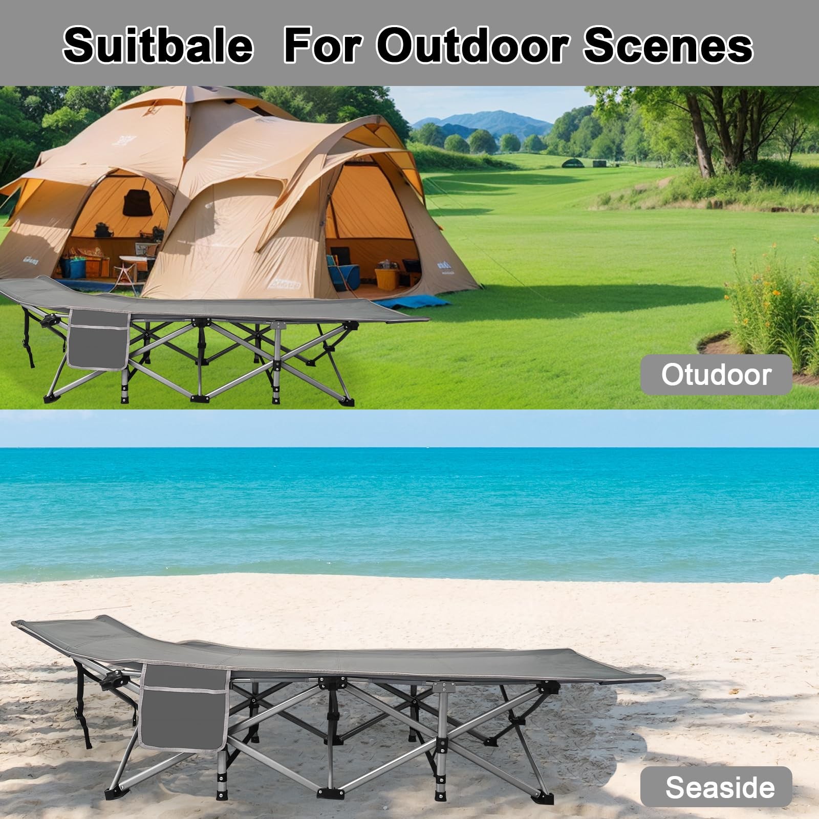 Heavy Duty Camping Cot Foldable Outdoor Bed Portable Sleep Travel Cot Bag