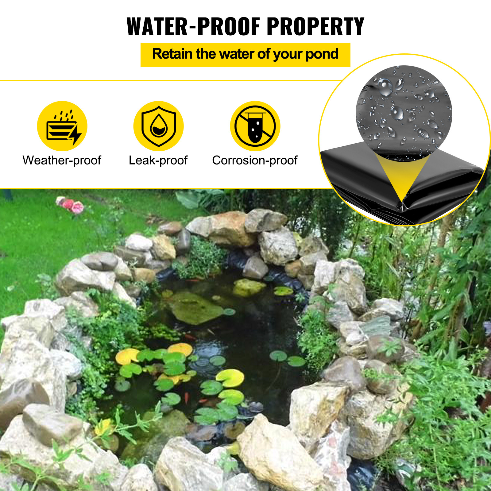 LLDPE Pond Liner Pond Liners 15′ x 20′ 20 Mil Waterproof Fish Pond Liner