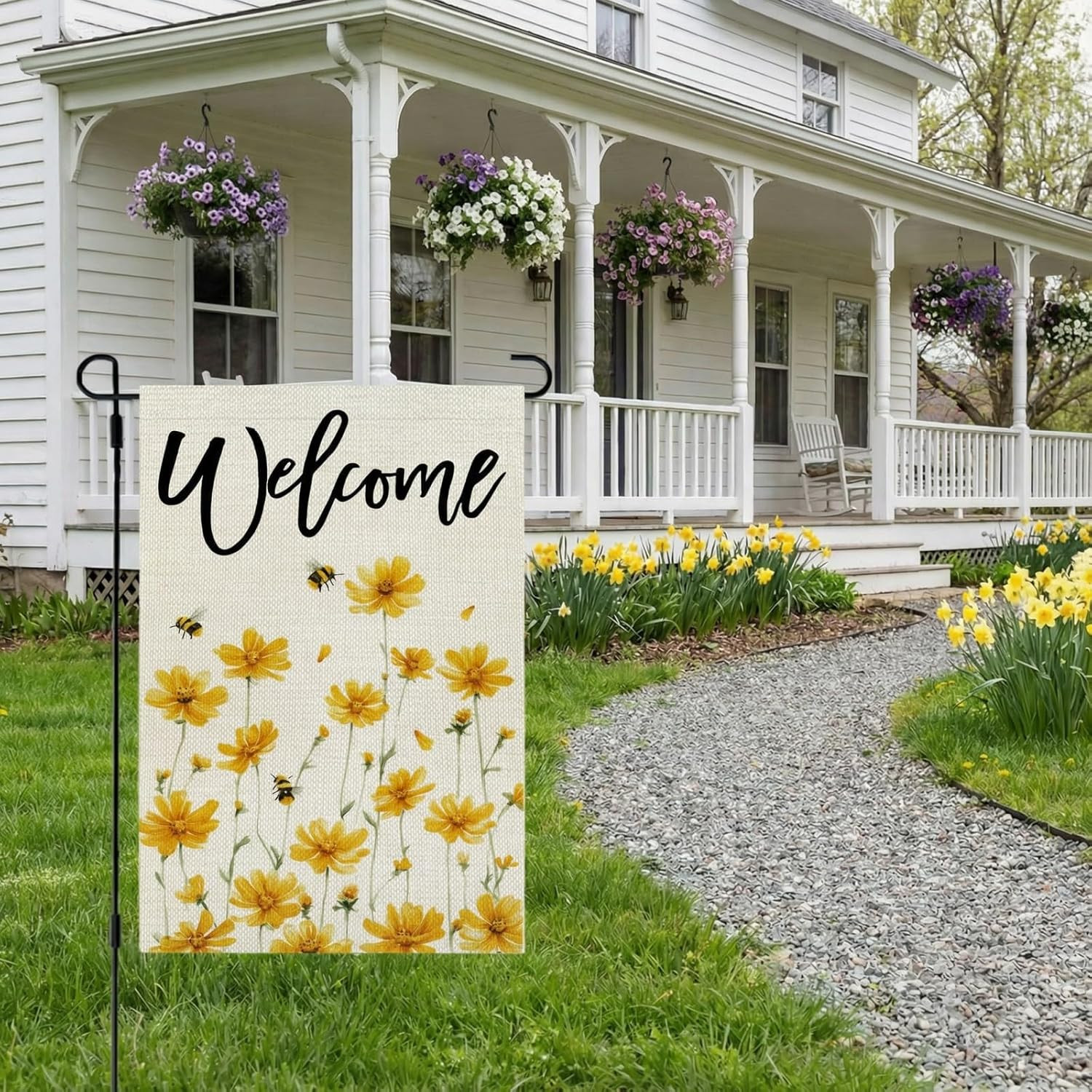 Spring Summer Garden Flag Yellow Wildflower Welcome 12X18 Inch Double Sided Smal