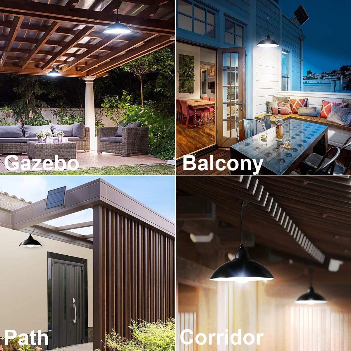 2Pack Solar Pendant Hanging Light Dimmable Outdoor Indoor Garden Yard Shed Lamp