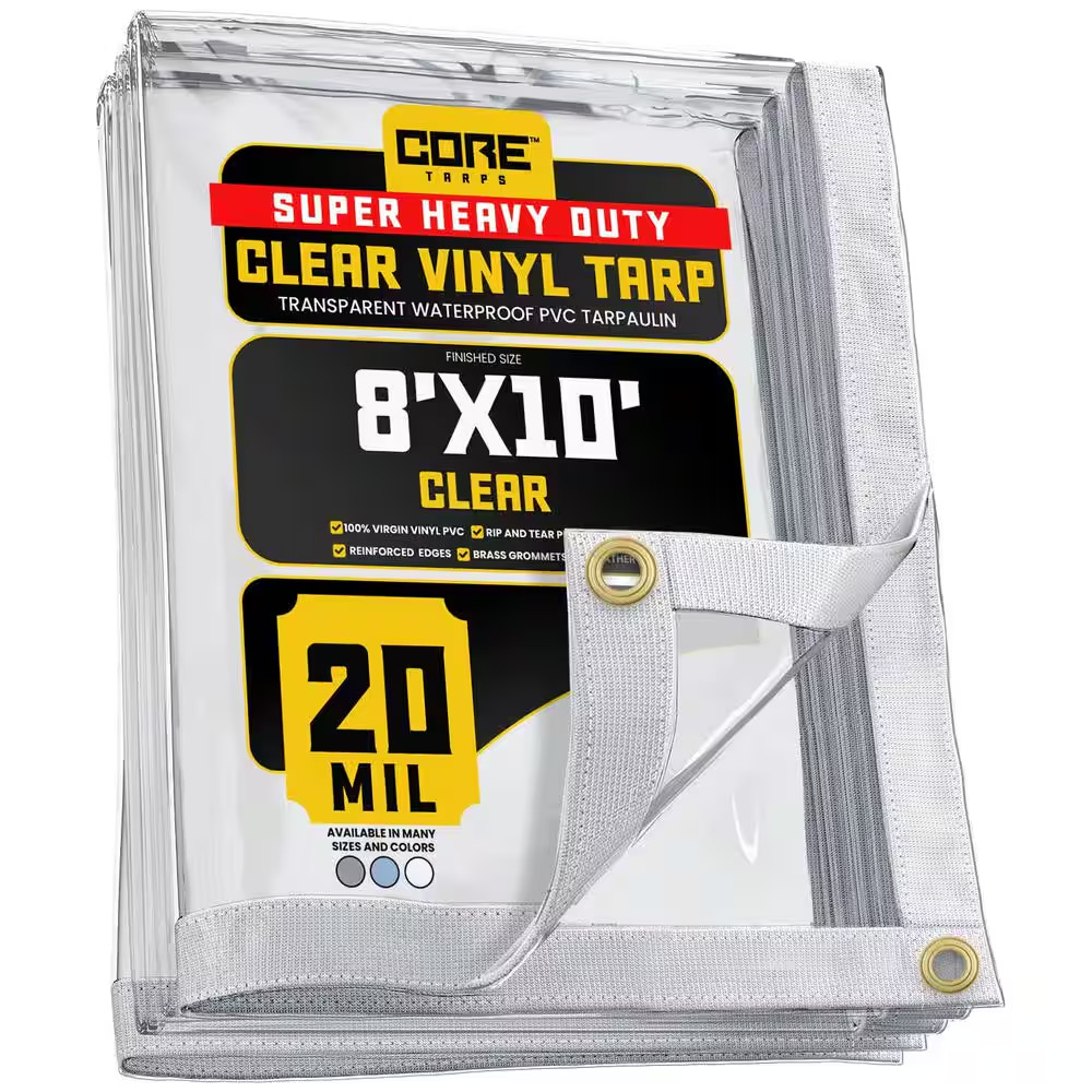 8 Ft. X 10 Ft. Clear Extreme Heavy Duty 20 Mil Vinyl Plastic Tarp, Waterproof, U