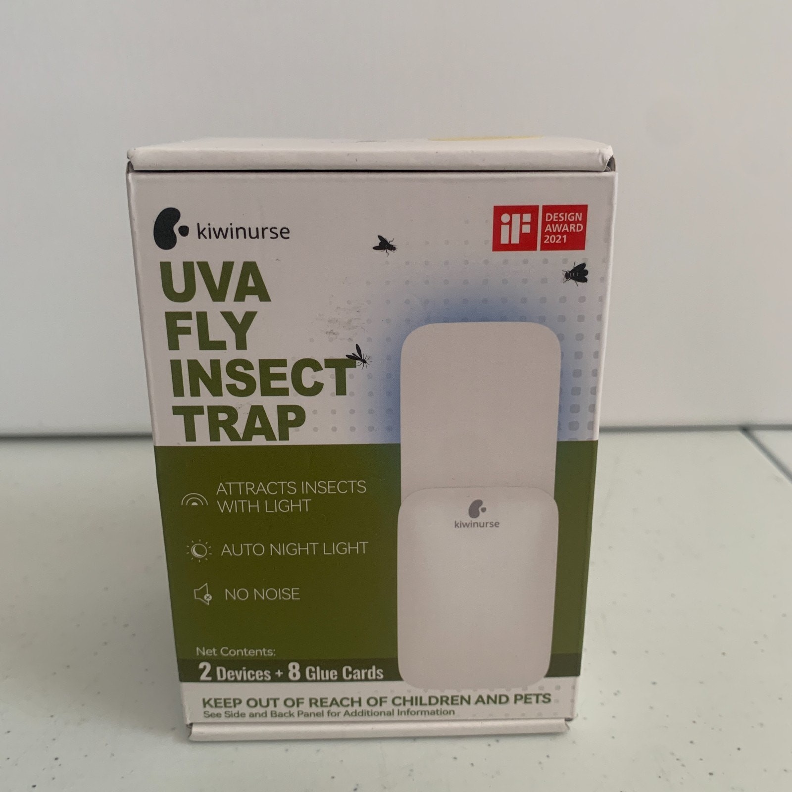 UVA Fly Insect Trap Plug In Night Light 2 Devices+ 8 Glue Cards Silent New