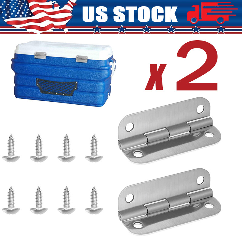 2PCS Stainless Steel Cooler Hinges & Screws Replacements For Igloo Cooler Parts