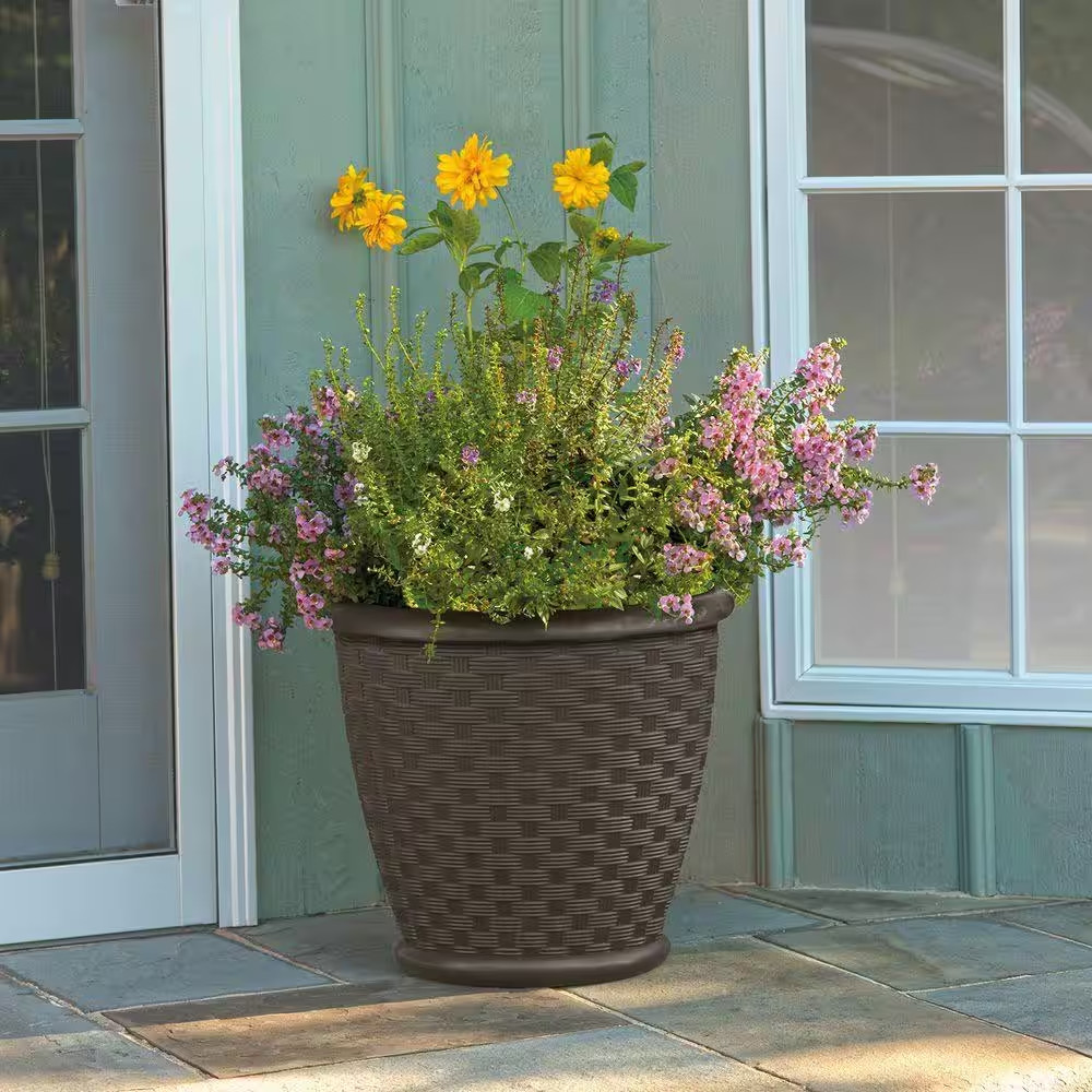 Sonora 18 In. round Java Blow Molded Plastic Planter (2-Pack)