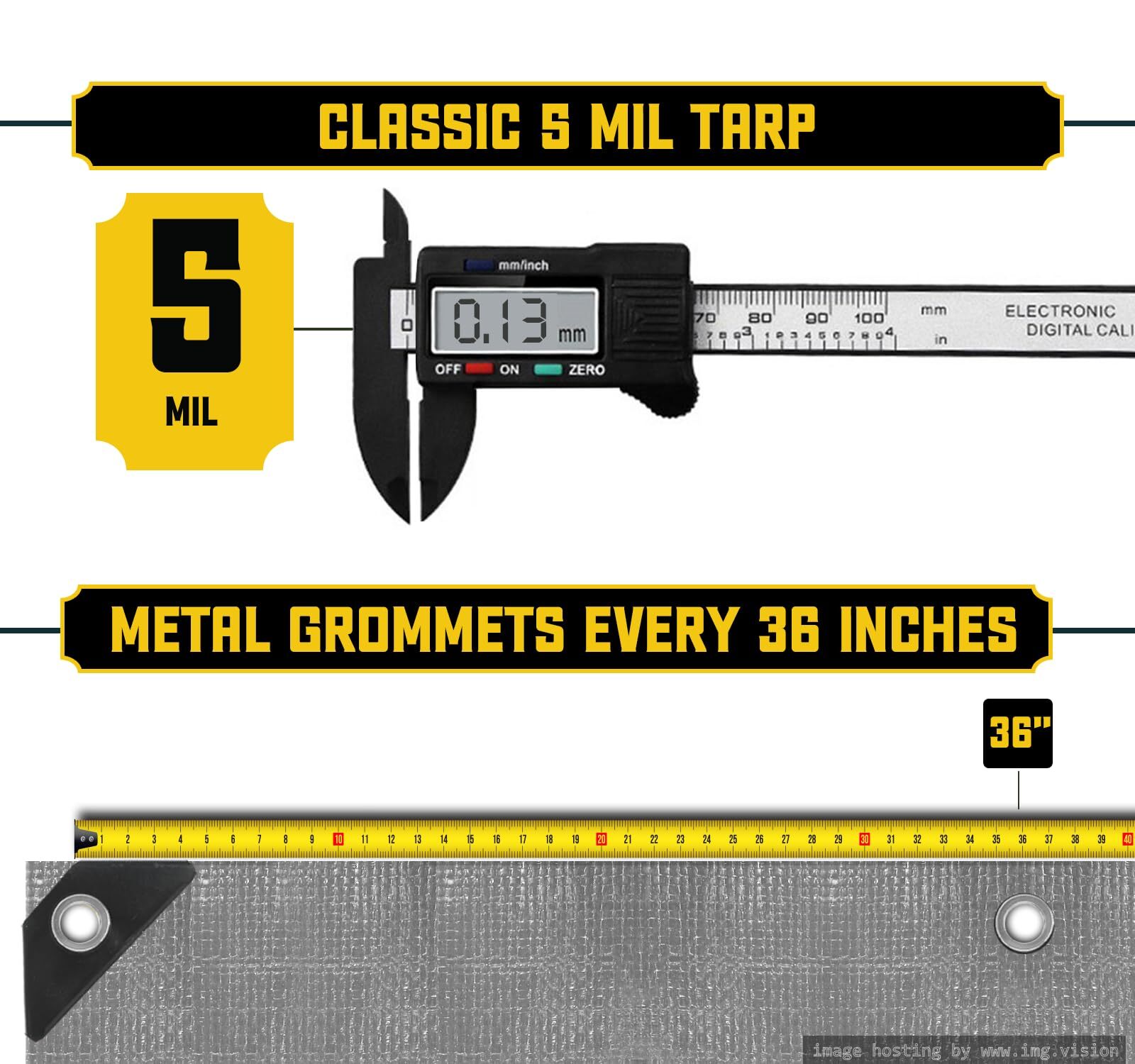 Core Tarps Classic 5 Mil Tarp Cover Waterproof UV Resistant Rip and Tear roof