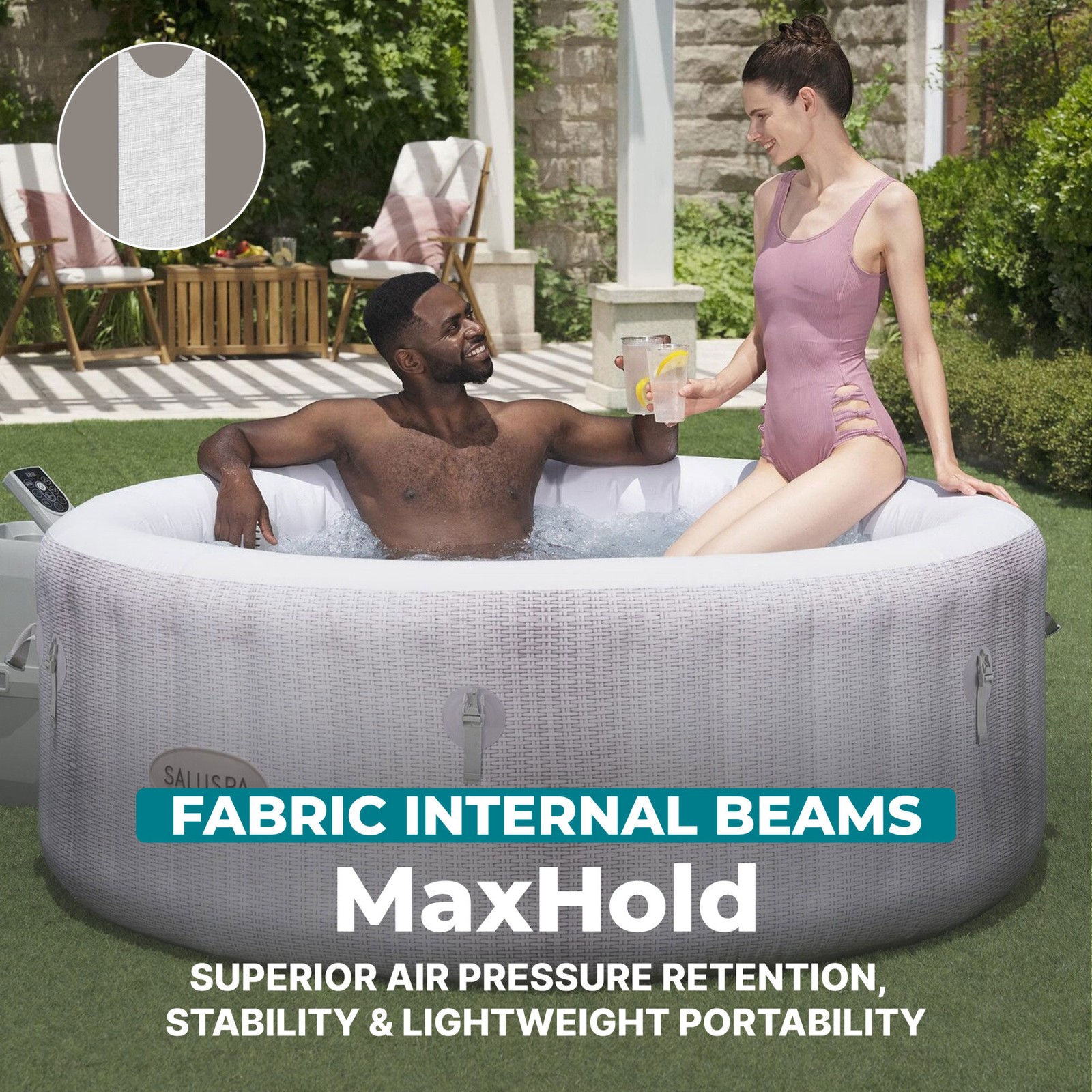 Bestway SaluSpa Cancun 2-4 Person Inflatable Hot Tub, Round Energy-Efficient Spa