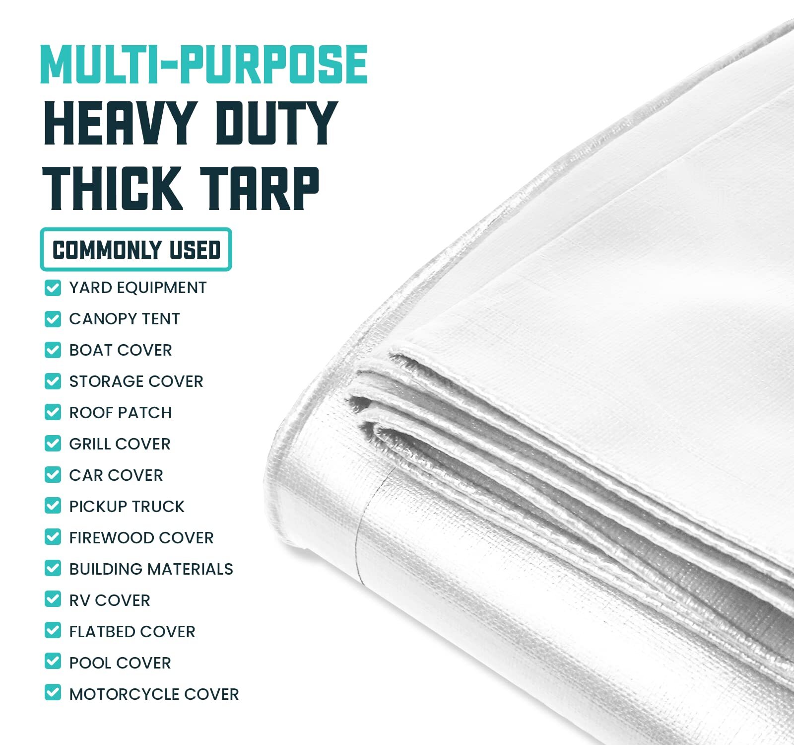 Core Tarps Extra Heavy Duty 16 Mil Tarp Cover Waterproof UV Resistant Rip and