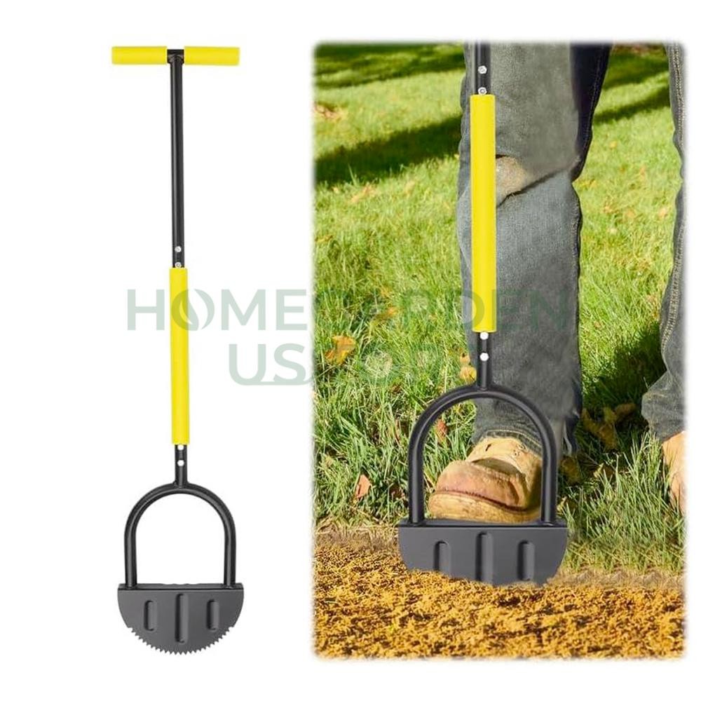 42″ Half Moon Edger w Steel Blade and Long Rubber Handle Saw-Tooth Garden Tool