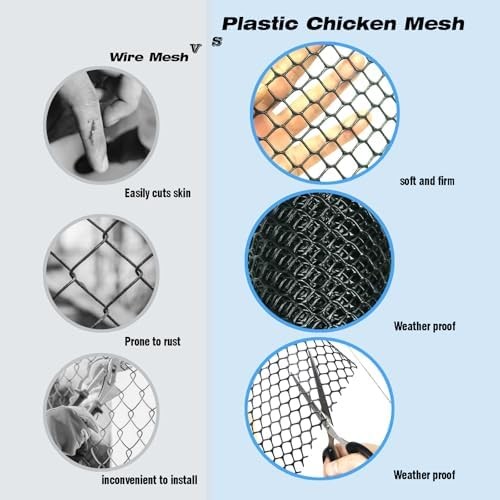 Black Plastic Chicken Wire Fence Mesh,Plastic Wire Mesh Fence Roll 7.87IN x5.91F
