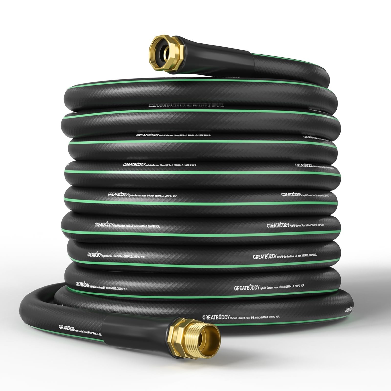 100FT 5/8′ Rubber Garden Hose – Heavy Duty Water Hose, Male to Female, 600PSI