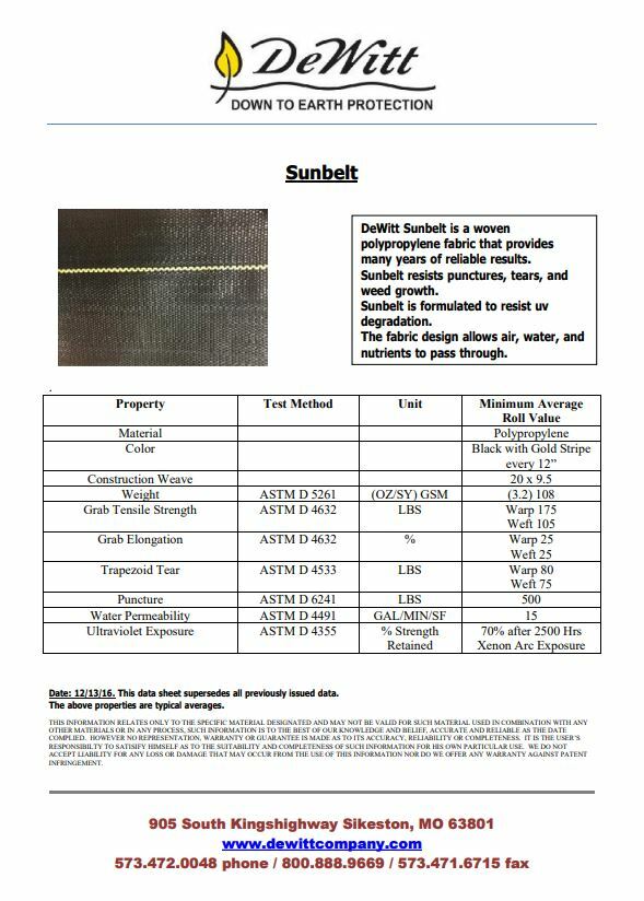 DeWitt Woven Ground Cover Landscape Fabric SUNBELT 6’X500′ 3.2 OUNCE