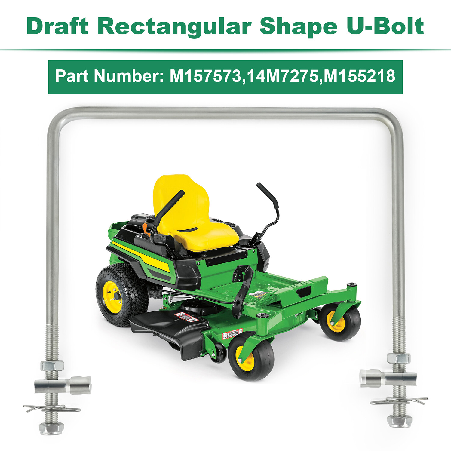 Front Draft Rectangular Shape U-Bolt kit for Deere Z245 / Z425 / Z435 / Z445