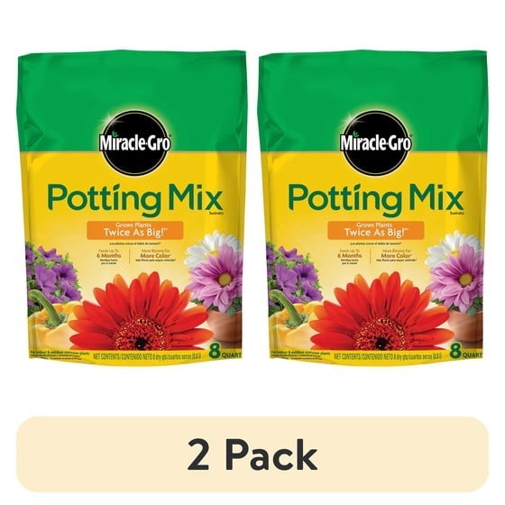 Miracle-gro Potting Mix Soil, Enriched, Outdoor & Indoor Plants, 8Qt. 2Pack