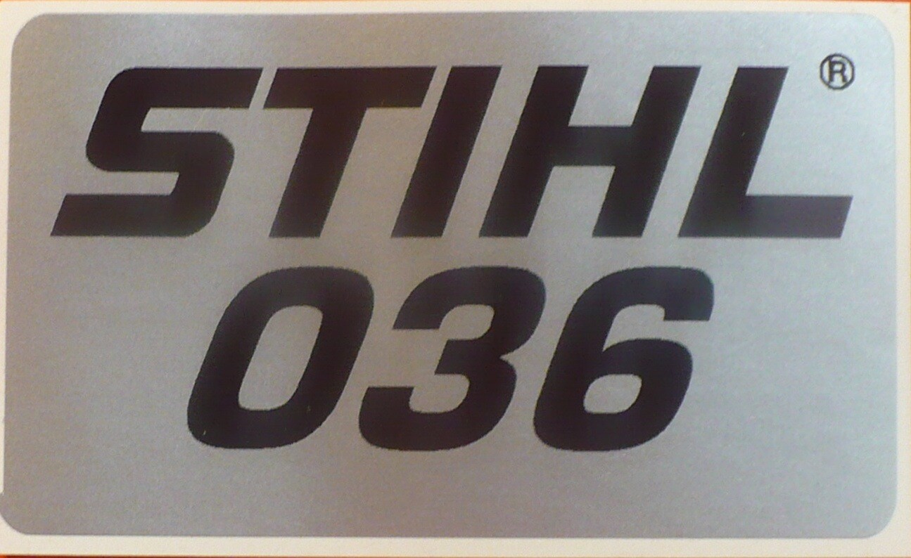 036 Decal for Stihl PRO Chain Saw, Black on Silver, 2-11/16″ long CS103