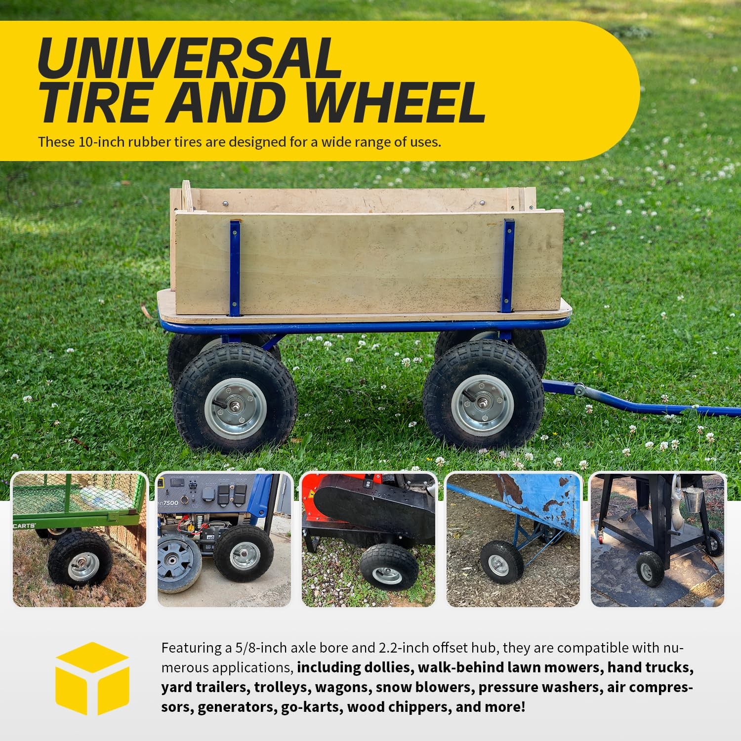 2 Pack 10 Inch Pneumatic Replacement Wheel 300 lb Capacity Hand Truck
