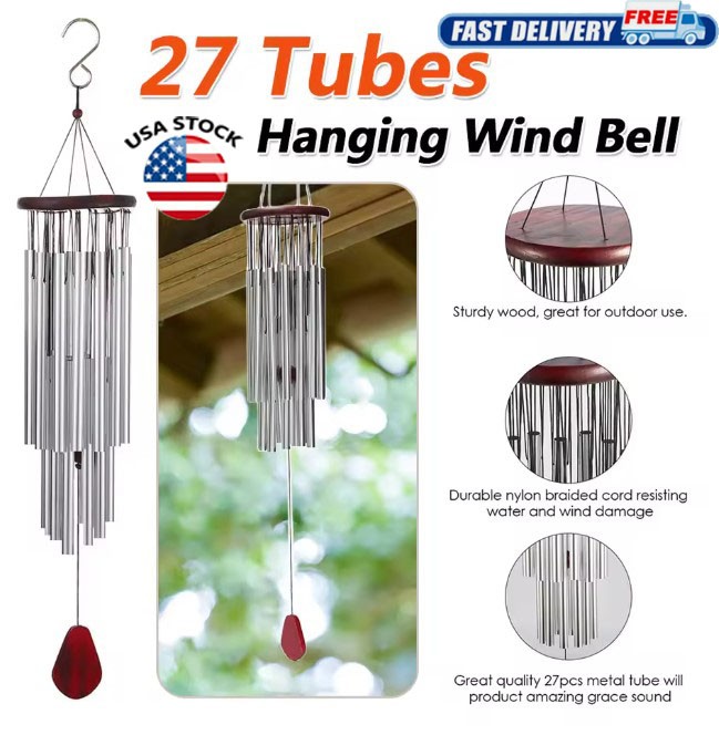 Large 27 Tubes Windchime Chapel Bells Wind Chimes Outdoor Garden Home Decor Gift