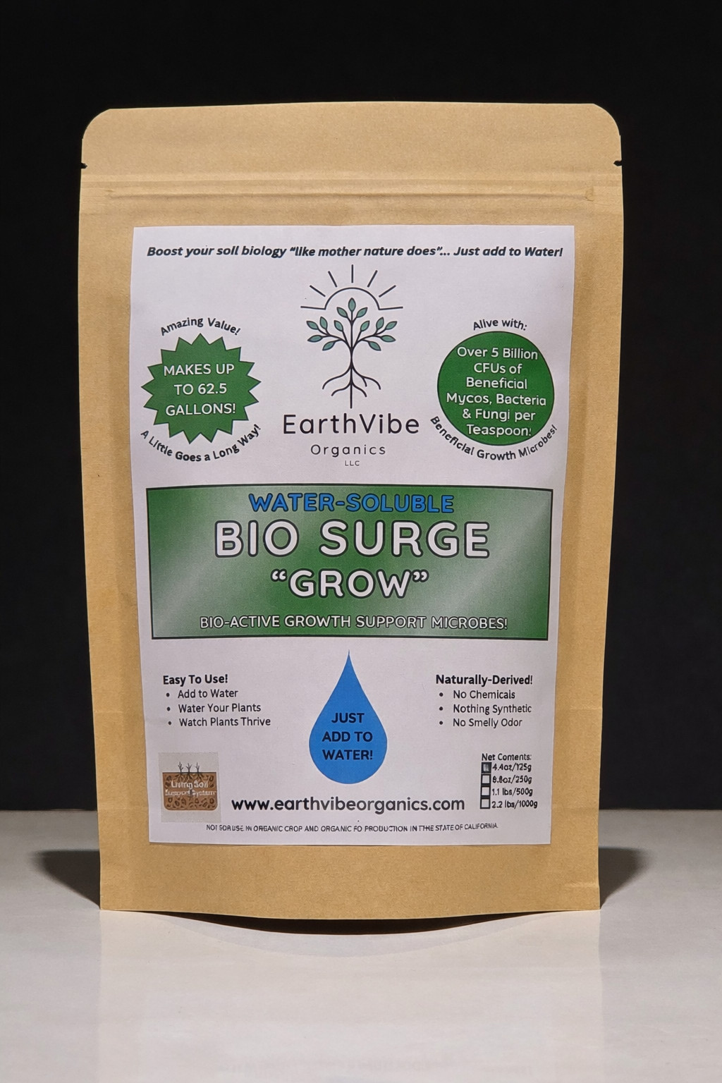 EarthVibe Organics Bio Surge Grow – 5+ Billion Growth Microbes & Mycos per TSP!