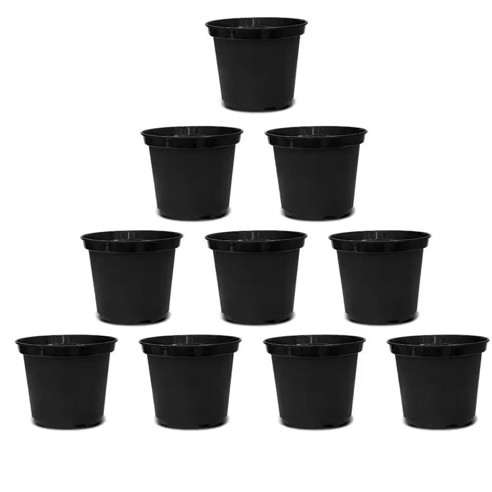 12 Qt. Black Plastic Indoor/Outdoor Planter (9.84 In. W X 7.87 In. H) 10-Pack